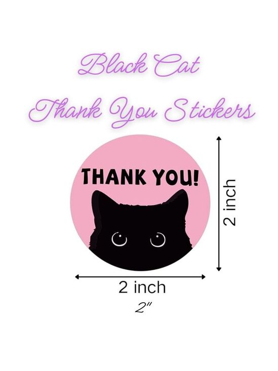 Other - Black Cat Thank You Stickers ~ Qty 50  Size 2"